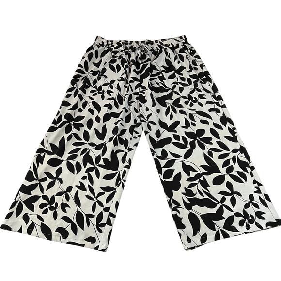 Women's High Rise Leaf Print Wide Leg Pants Size 4XL Easter Party Lightweight - Picture 1 of 10